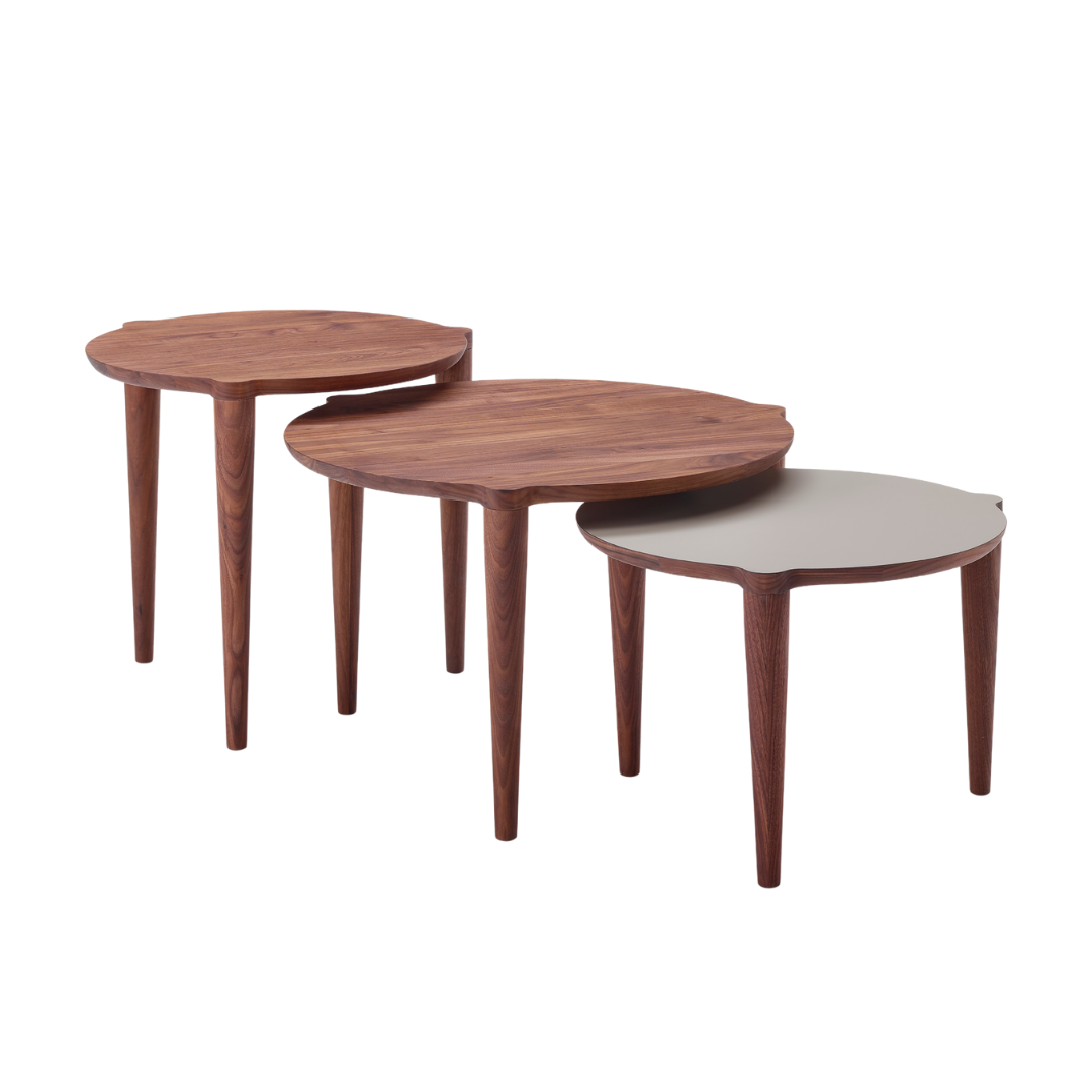 Nissen & Gehl : circular Orbit coffee table in walnut, Model AK550