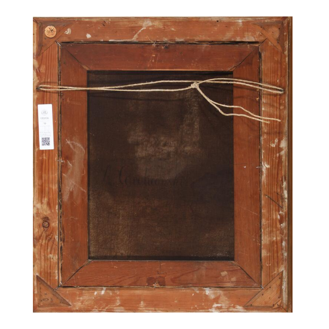 18thc Italian : portrait of a bearded man, o/c, signed at reverse