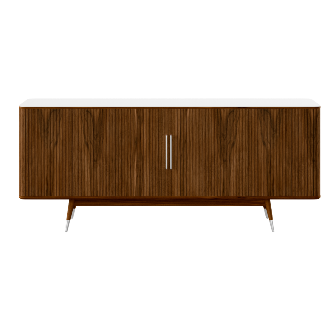 Nissen & Gehl : 71" tambour AK 2732 sideboard in walnut & Corian