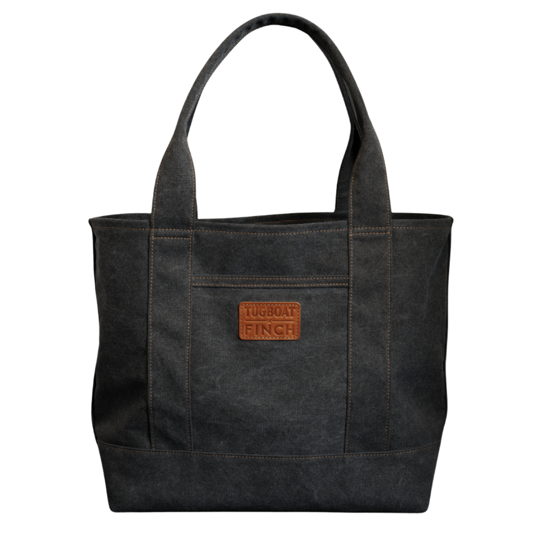 FINCH Original : Tugboat Tote in charcoal canvas w/contrast stitching