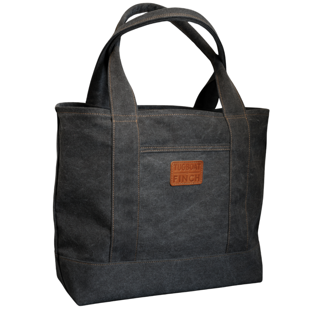 FINCH Original : Tugboat Tote in charcoal canvas w/contrast stitching