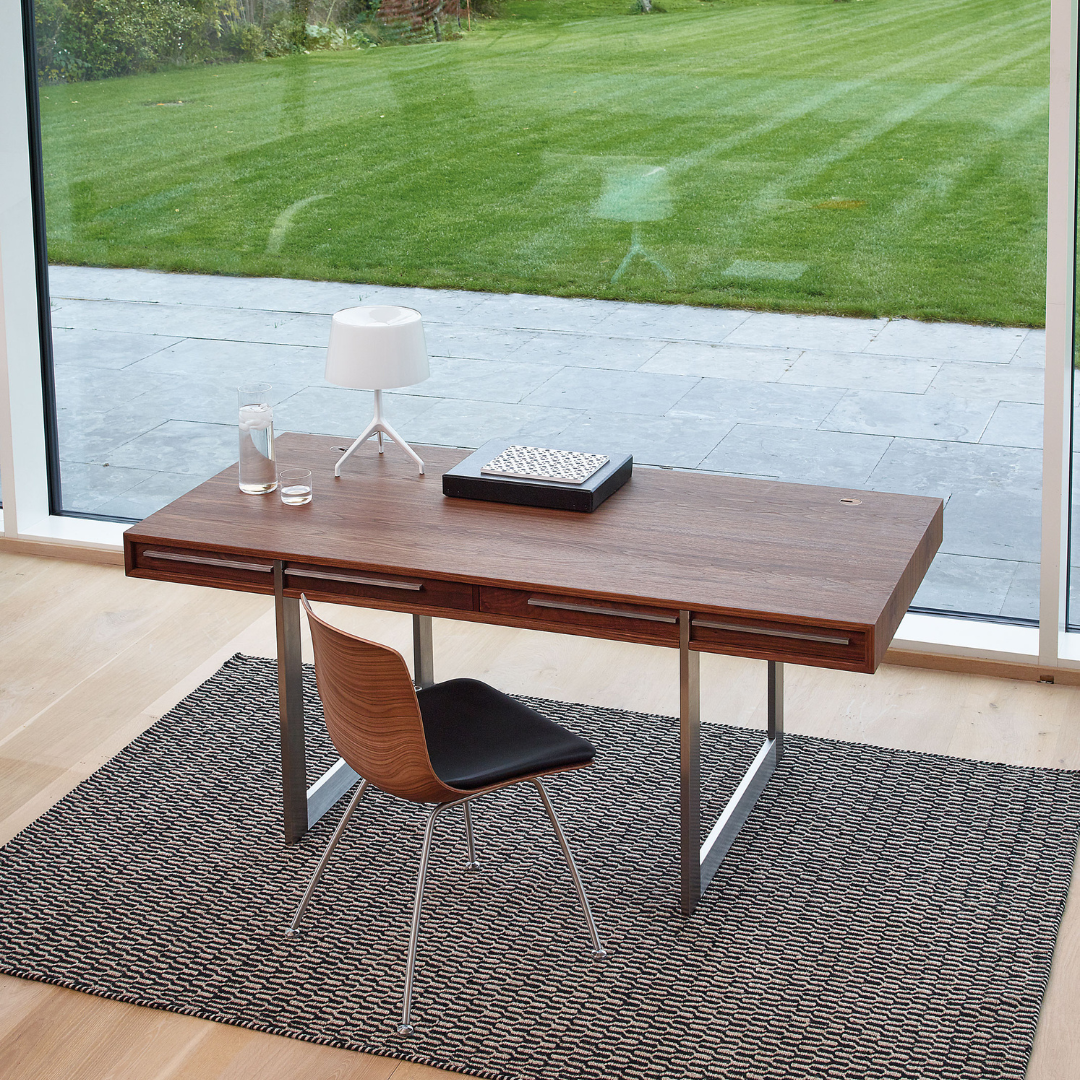 Nissen & Gehl : walnut & stainless steel desk, Model AK 1340