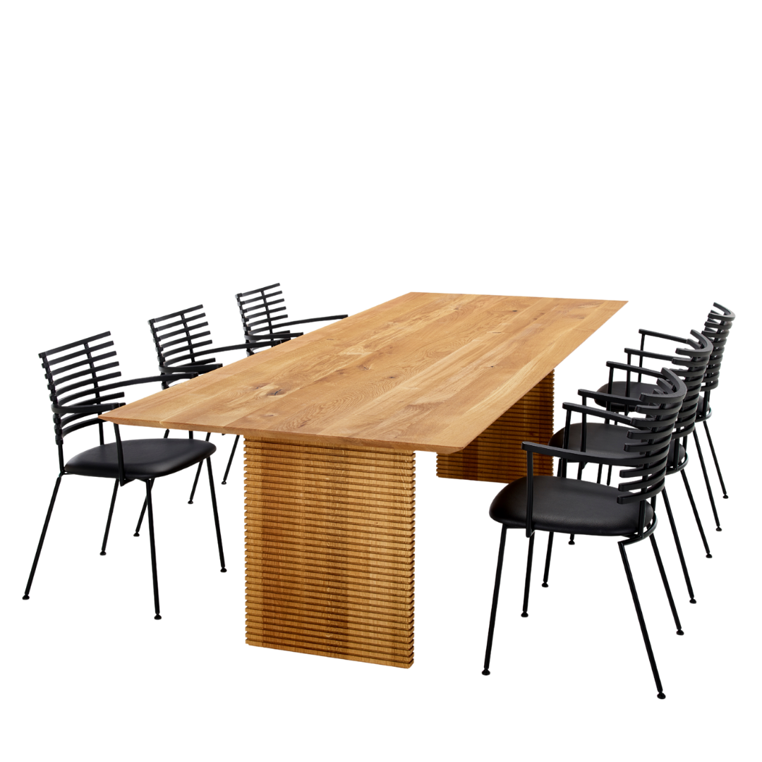 The Naver Collection : "Straight" dining table in oiled oak, 83" Model GM3500