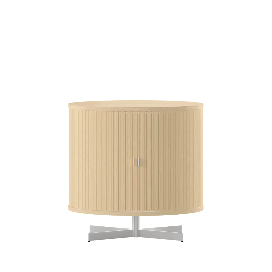 Nissen & Gehl : low reeded tambour cabinet on steel base, Denmark