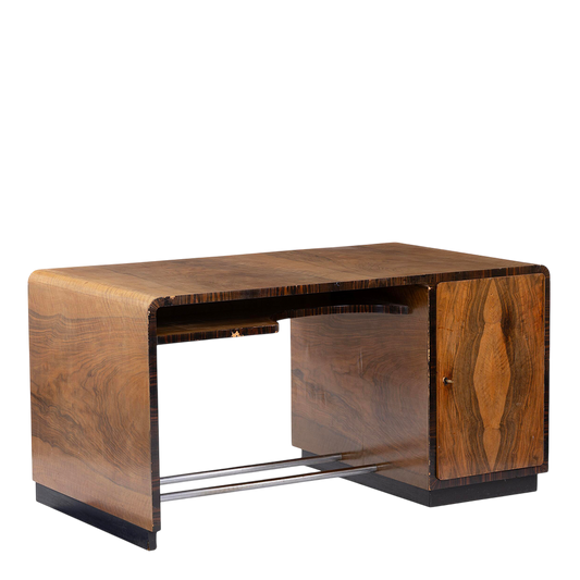 1930s Danish Art Deco : walnut & Macassar partners desk