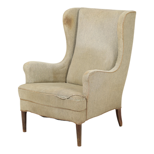 Late 1940s Fritz Hansen : gently curved tallback wingchair
