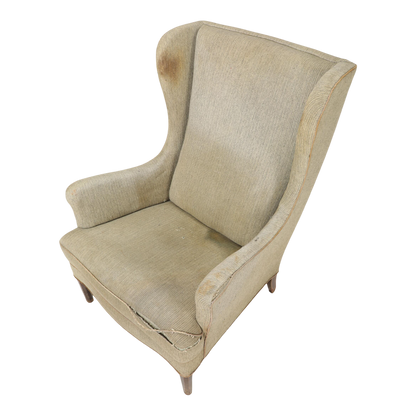 Late 1940s Fritz Hansen : gently curved tallback wingchair