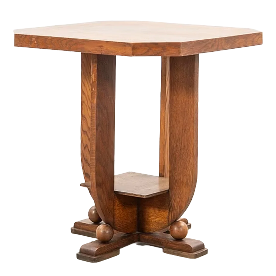 1970s Scandinavian : Deco Revival pedestal table in solid oakwood