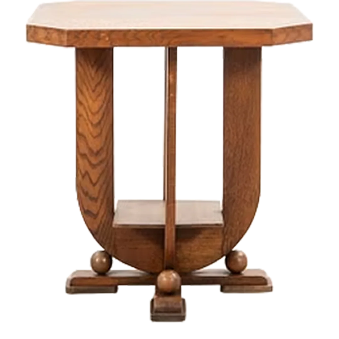 1970s Scandinavian : Deco Revival pedestal table in solid oakwood