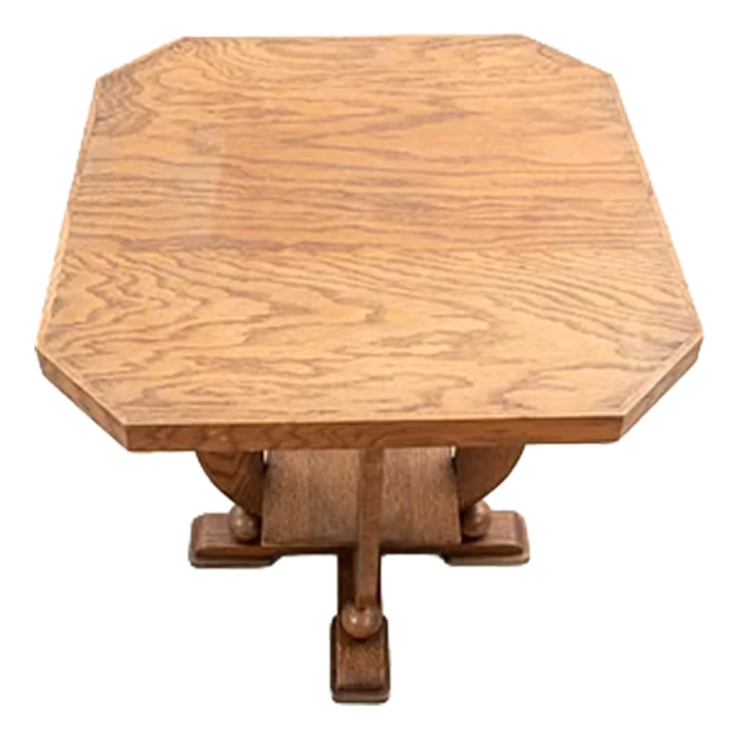 1970s Scandinavian : Deco Revival pedestal table in solid oakwood