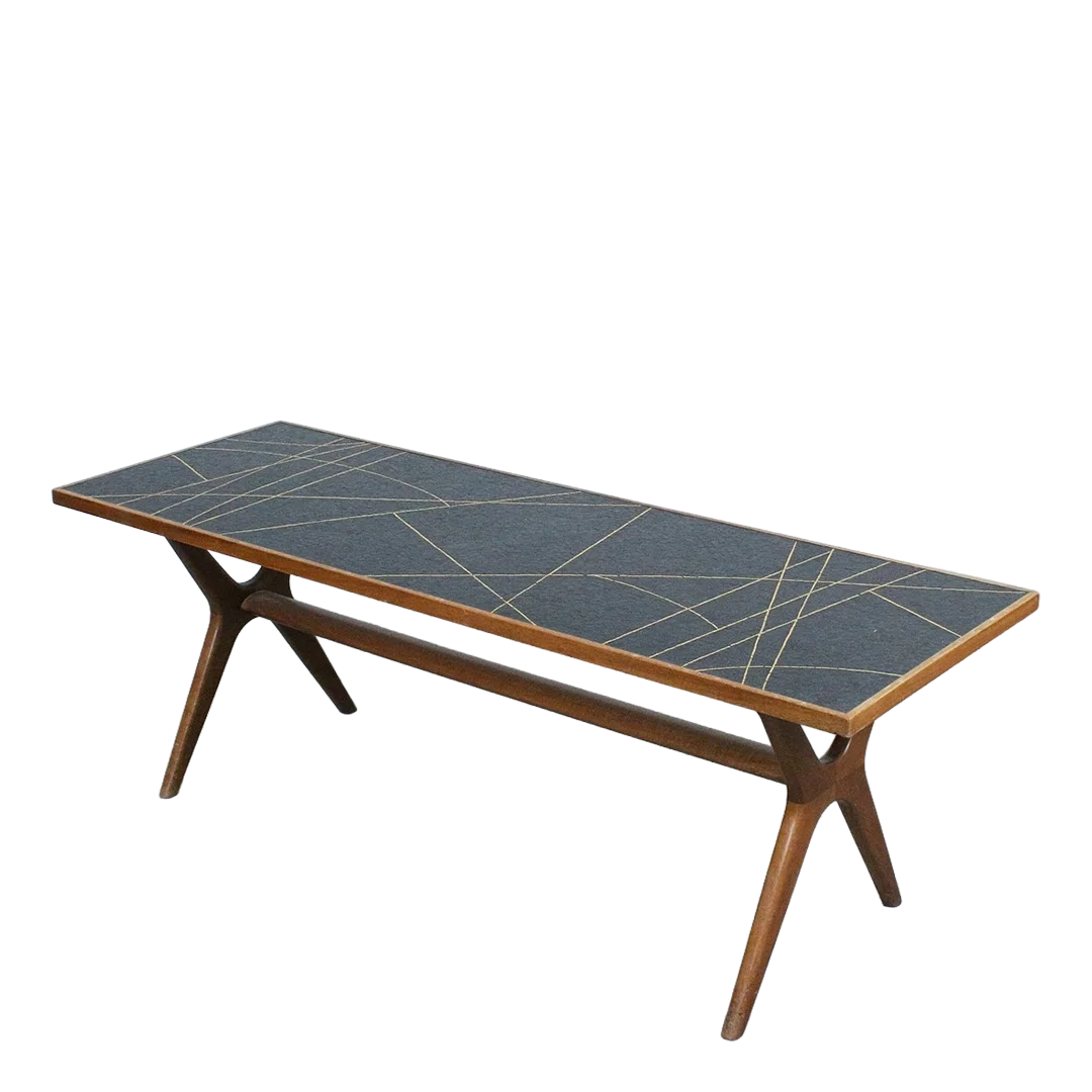 1950s German : Berthold Müller tesserae tile & walnut coffee table