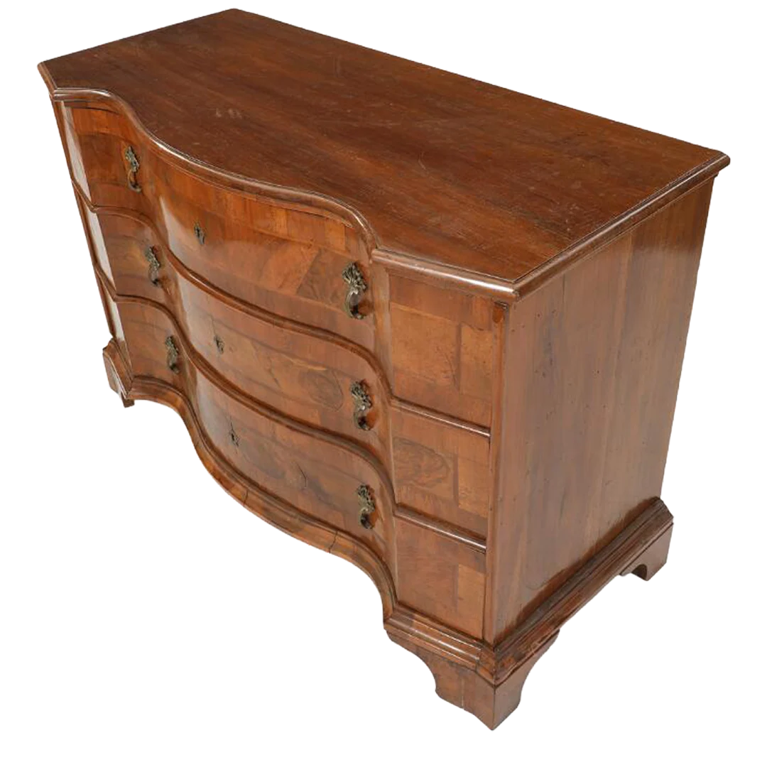 19thc French : Louis XV revival commode in serpentine walnut