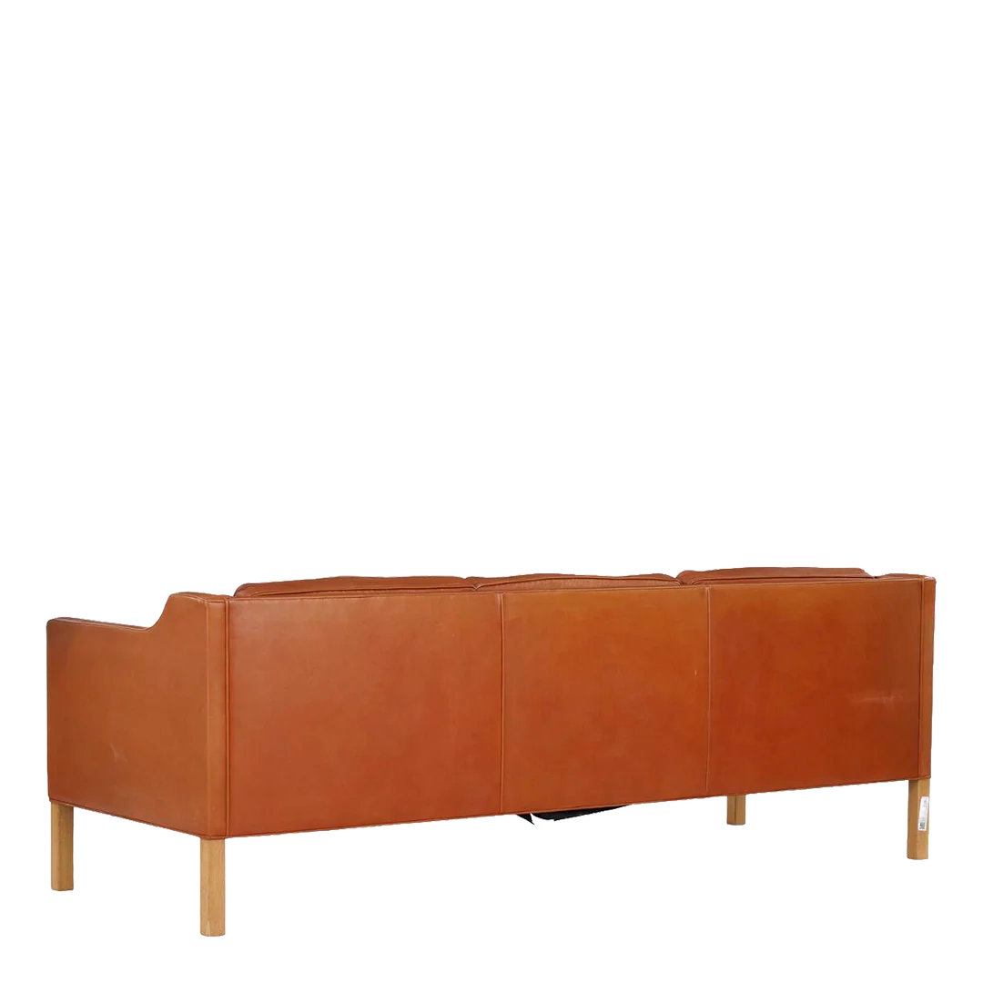 1960s Børge Mogensen : brown leather 3-seat Model 2213 sofa