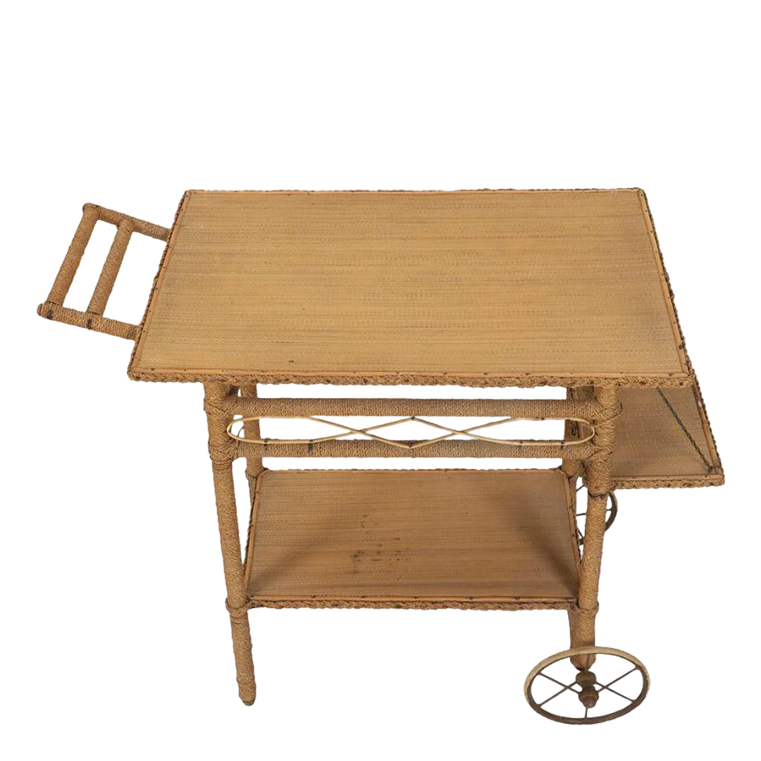 1940s Robert Wengler : rattan and woven cane garden trolley, Denmark