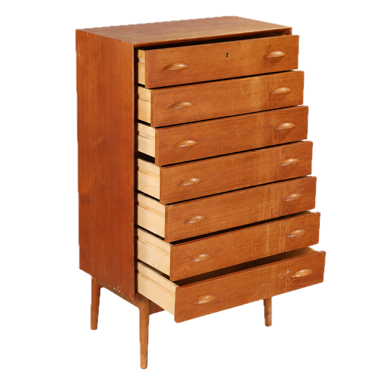 1960s Danish design : classic six-drawer teakwood chest on stand