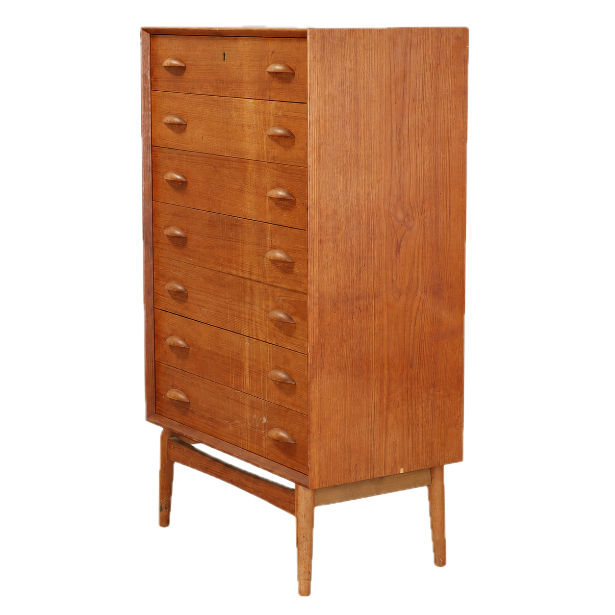 1960s Danish design : classic six-drawer teakwood chest on stand