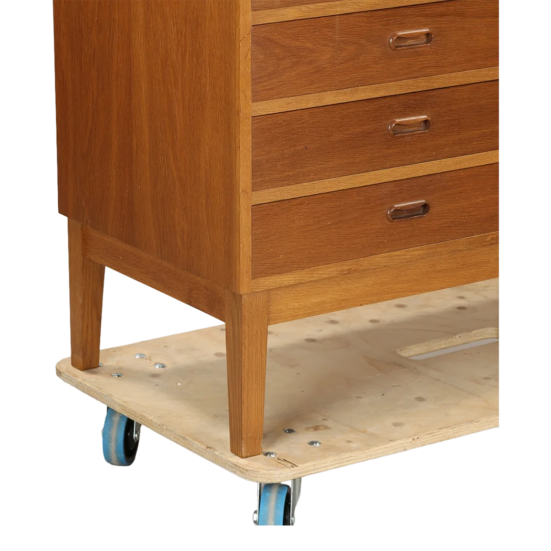1960s Danish : oakwood twelve-drawer apothecary style chest
