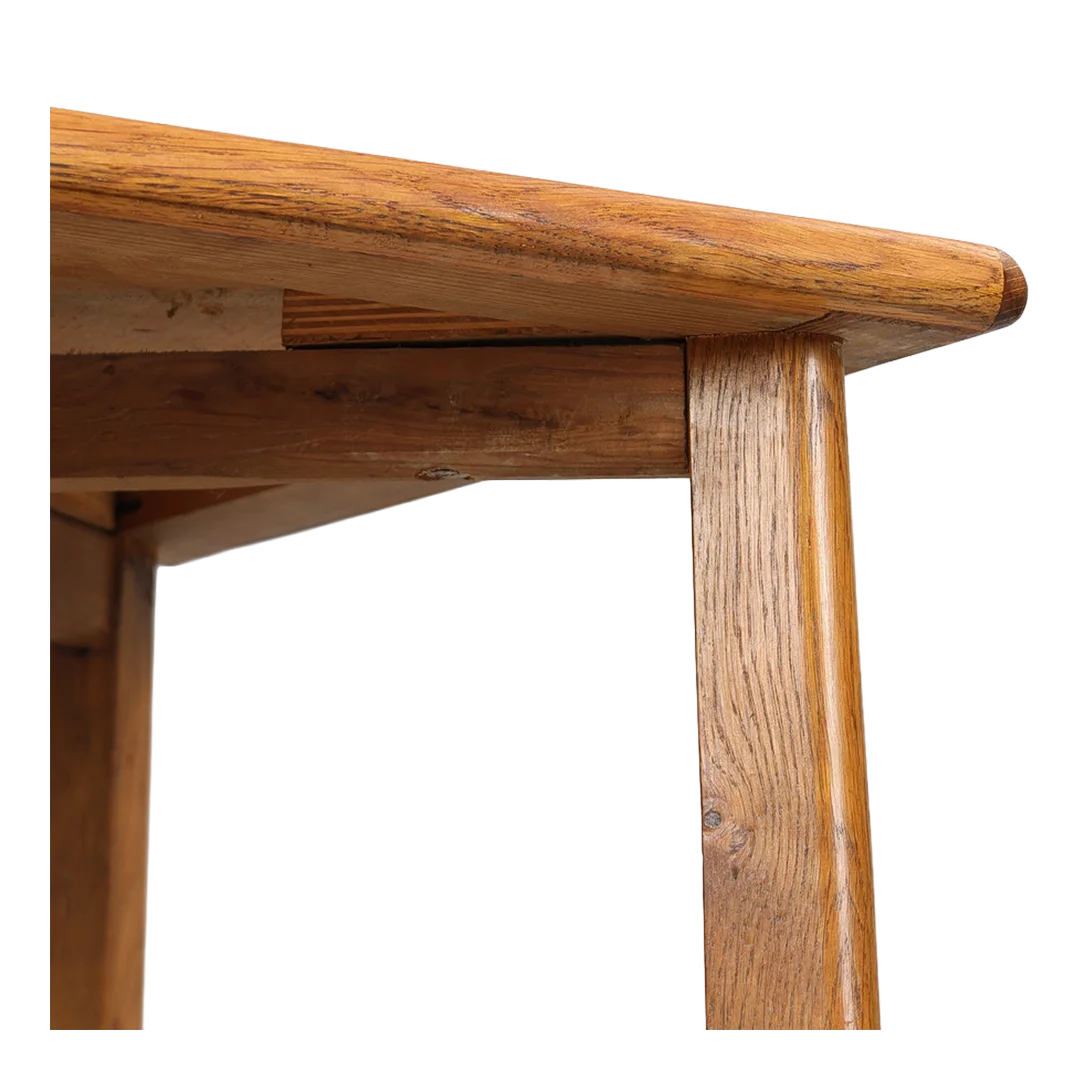 1940s Danish : square oakwood table with mahogany marquetry top
