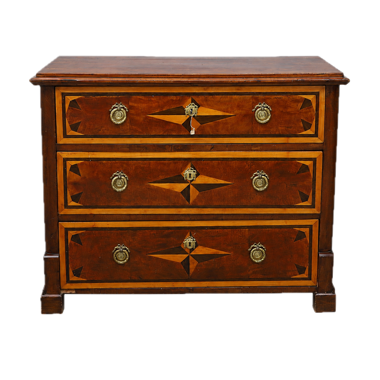 1815 Swedish : late Gustavian chest of drawers w/intarsia and brass
