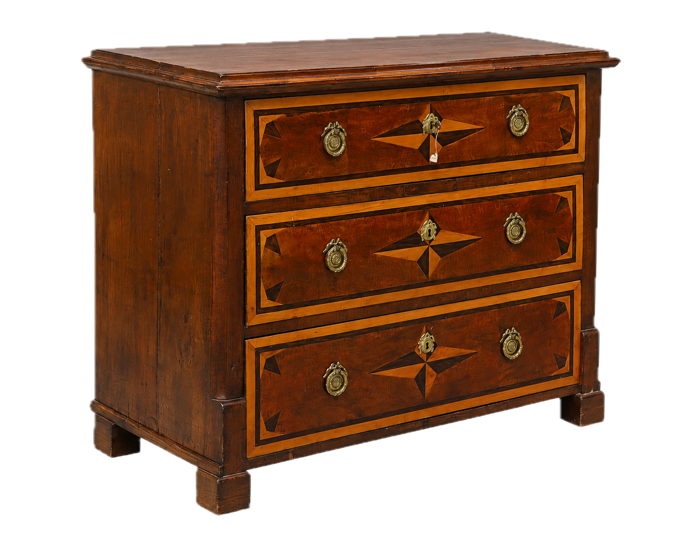 1815 Swedish : late Gustavian chest of drawers w/intarsia and brass