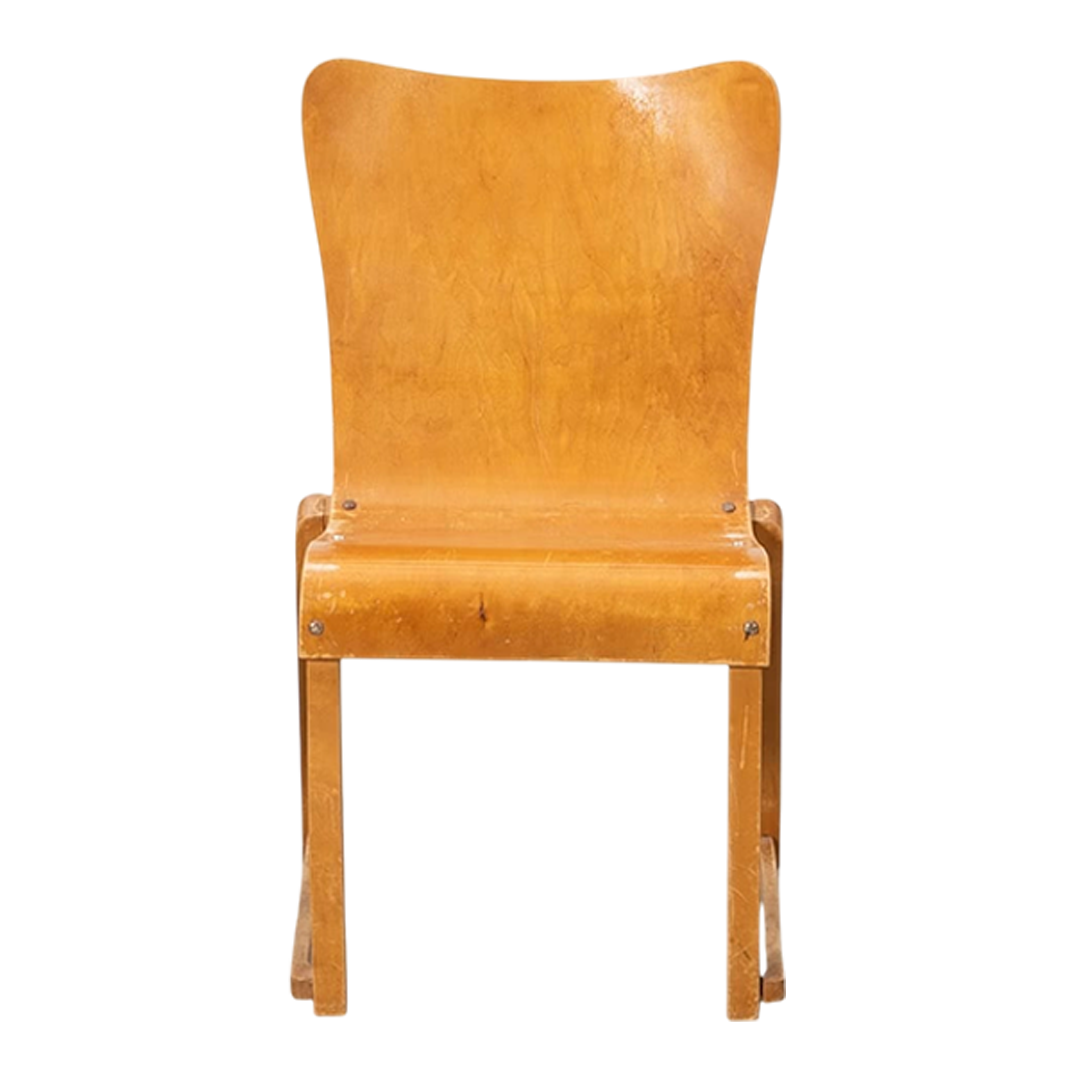 1950s Axel Larsson : set six molded birchwood stacking chairs