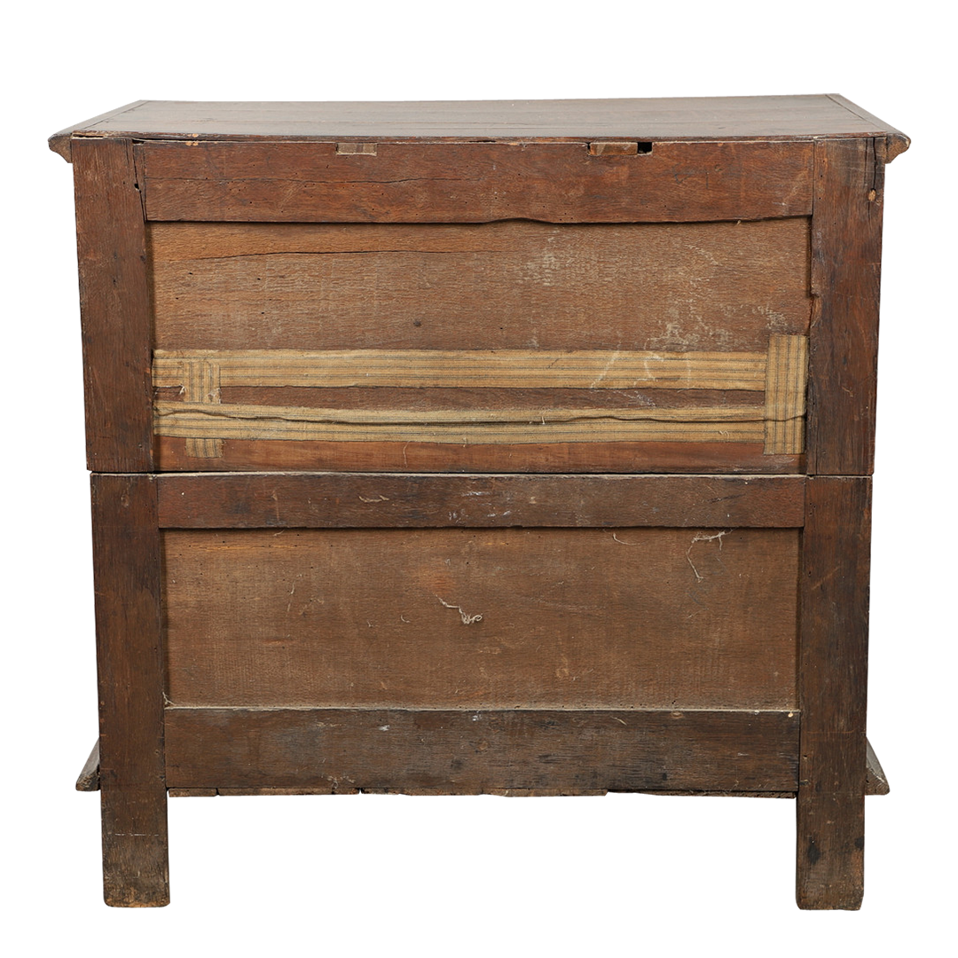 Late 17thc English : paneled oakwood chest of drawers