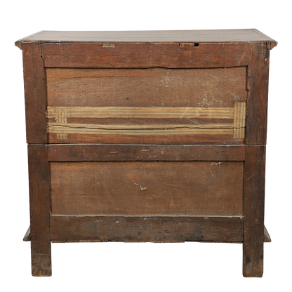 Late 17thc English : paneled oakwood chest of drawers