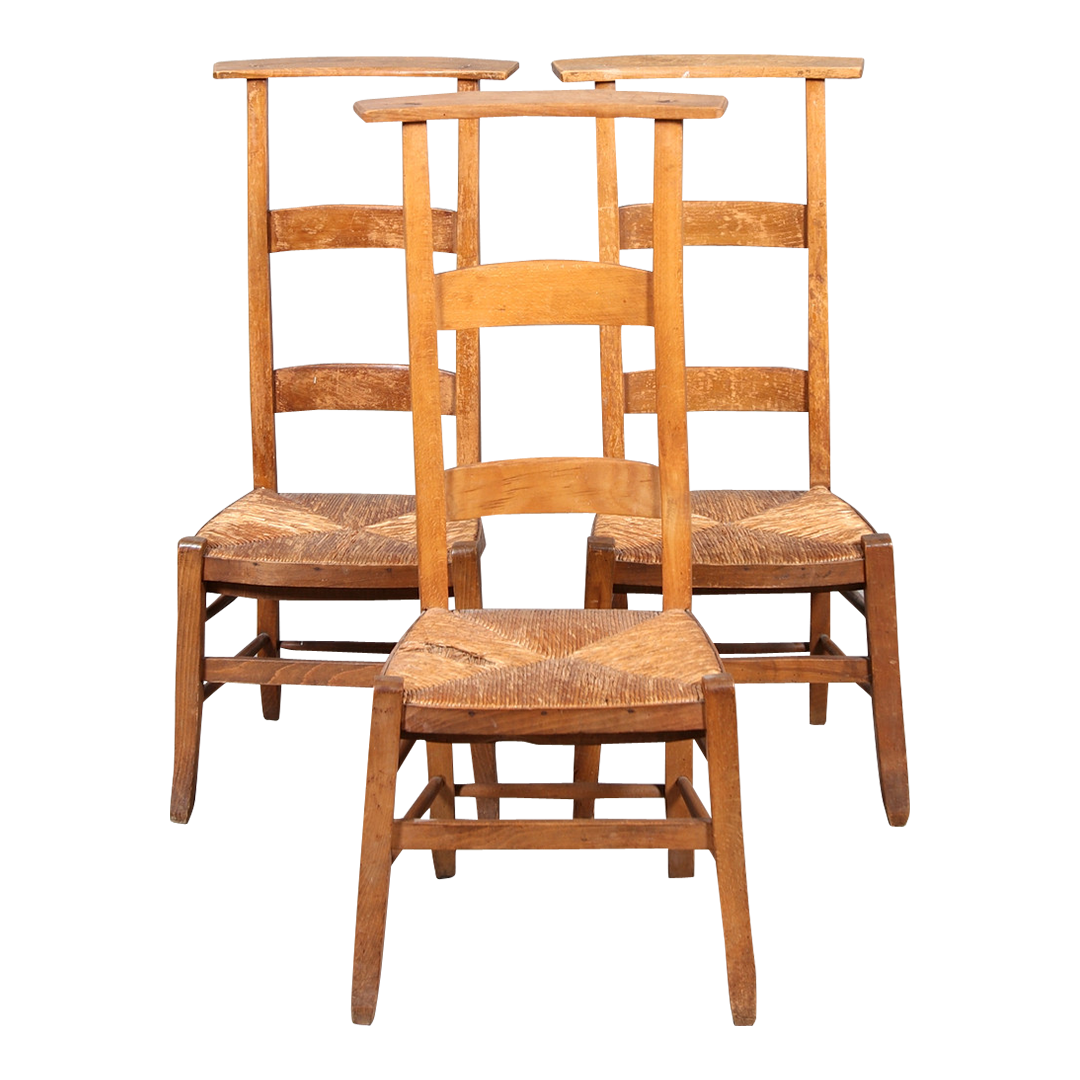 c1880 Normandy France : beechwood & rush "Prie-Dieu" chair