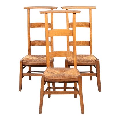 c1880 Normandy France : beechwood & rush "Prie-Dieu" chair