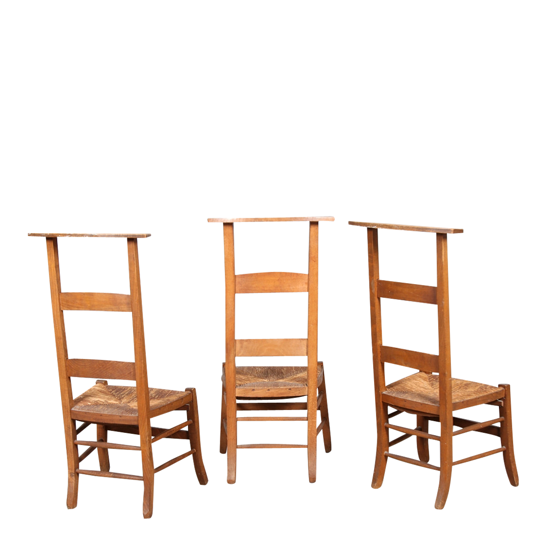 c1880 Normandy France : beechwood & rush "Prie-Dieu" chair