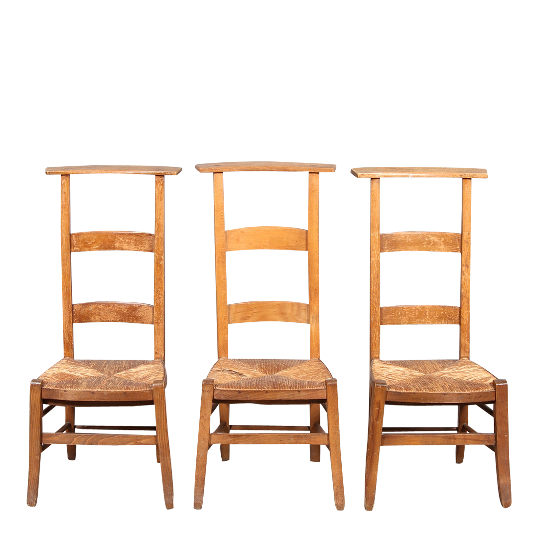 c1880 Normandy France : beechwood & rush "Prie-Dieu" chair