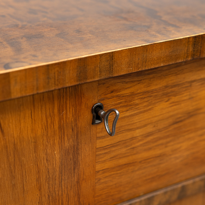 Late 1930s European : walnut & flame birch chest of drawers