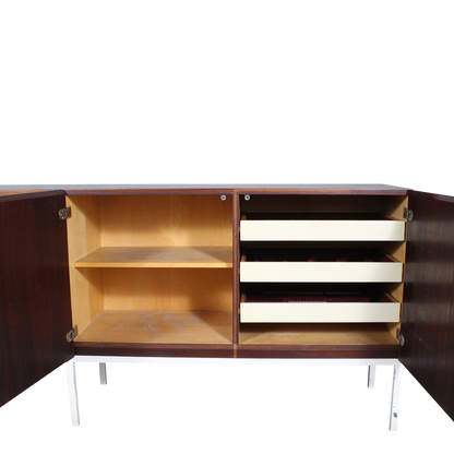 1960s Wilhelm Renz : geometric walnut 90" sideboard