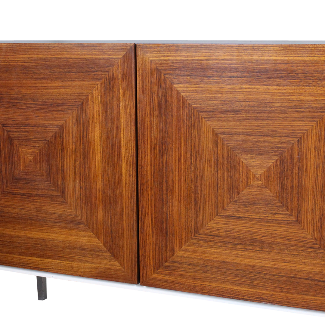 1960s Wilhelm Renz : geometric walnut 90" sideboard