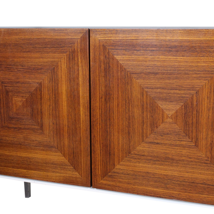 1960s Wilhelm Renz : geometric walnut 90" sideboard