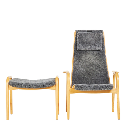 1956 Yngve Ekström : beechwood "Lamino" chair & ottoman, Sweden