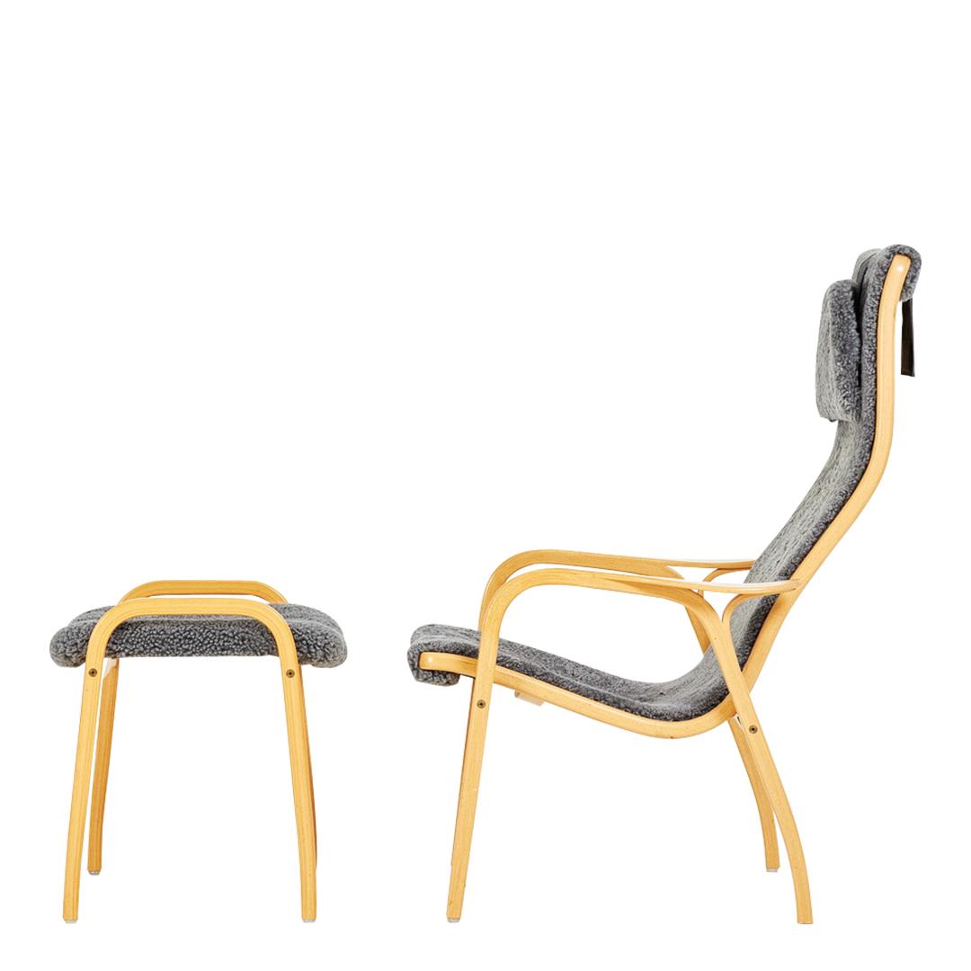 1956 Yngve Ekström : beechwood "Lamino" chair & ottoman, Sweden