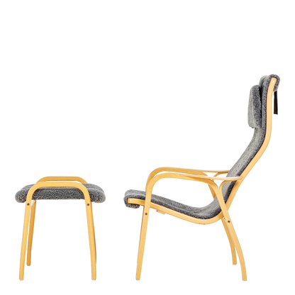 1956 Yngve Ekström : beechwood "Lamino" chair & ottoman, Sweden