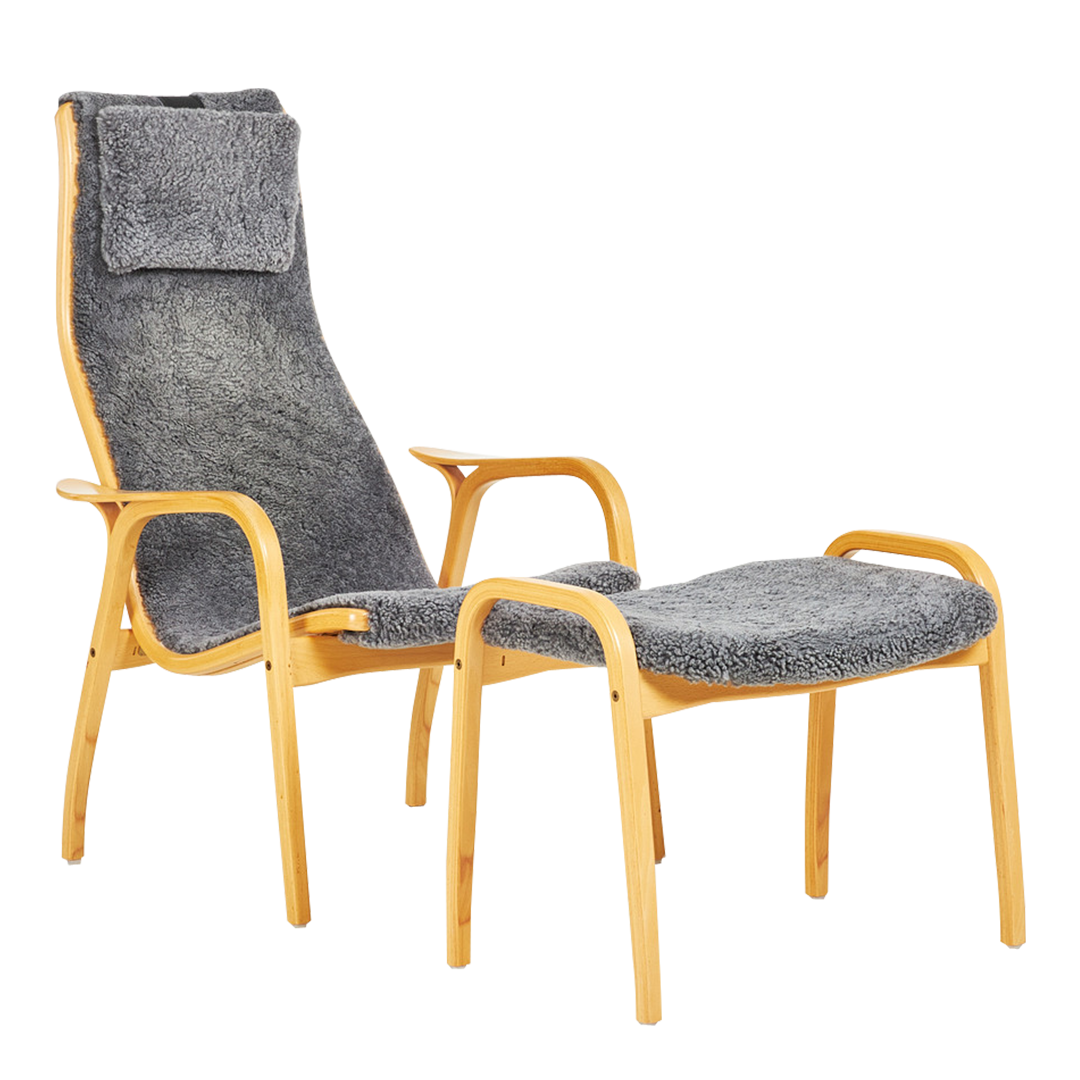 1956 Yngve Ekström : beechwood "Lamino" chair & ottoman, Sweden