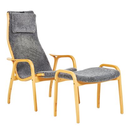 1956 Yngve Ekström : beechwood "Lamino" chair & ottoman, Sweden