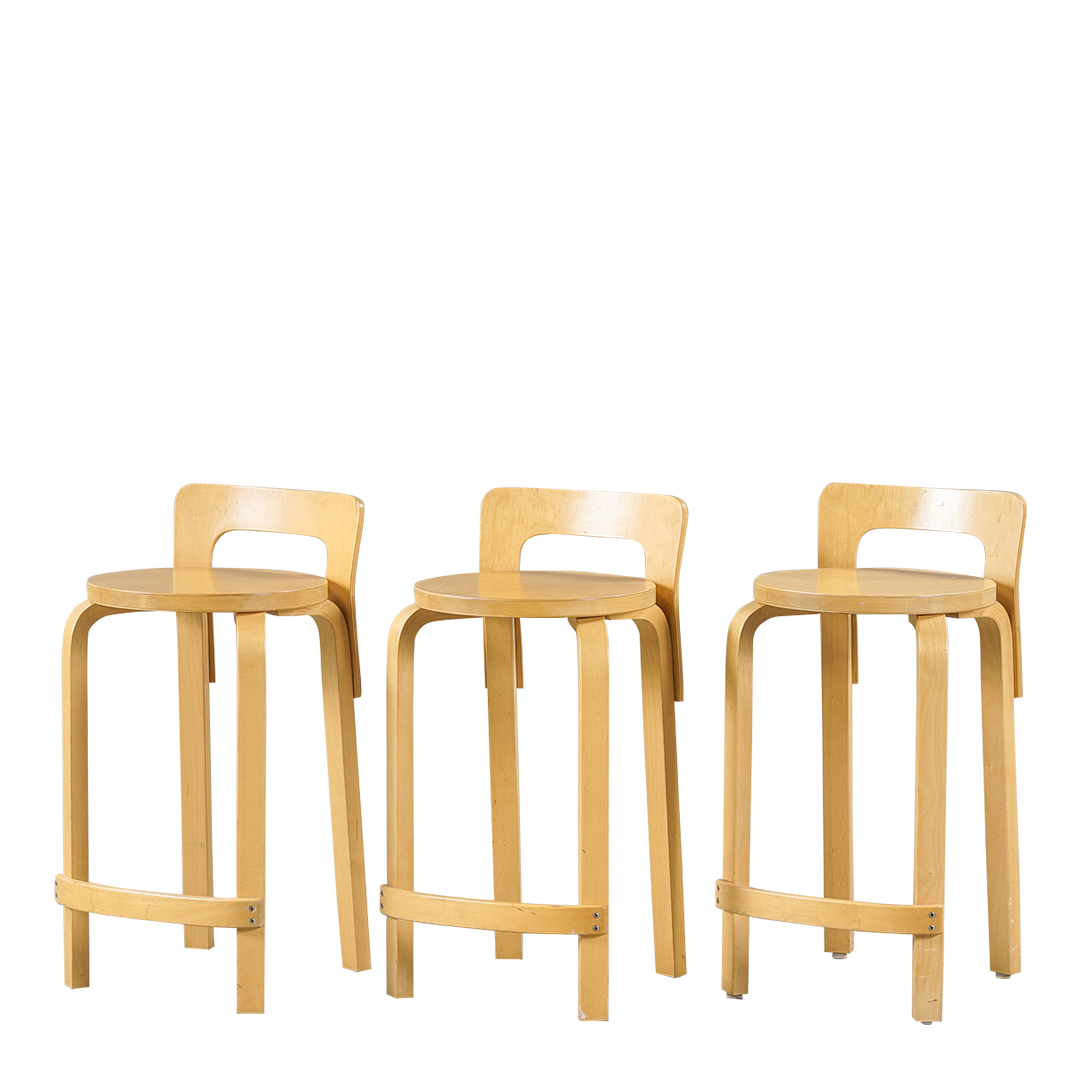 1930s design Alvar Aalto : model K65 birchwood counter stools