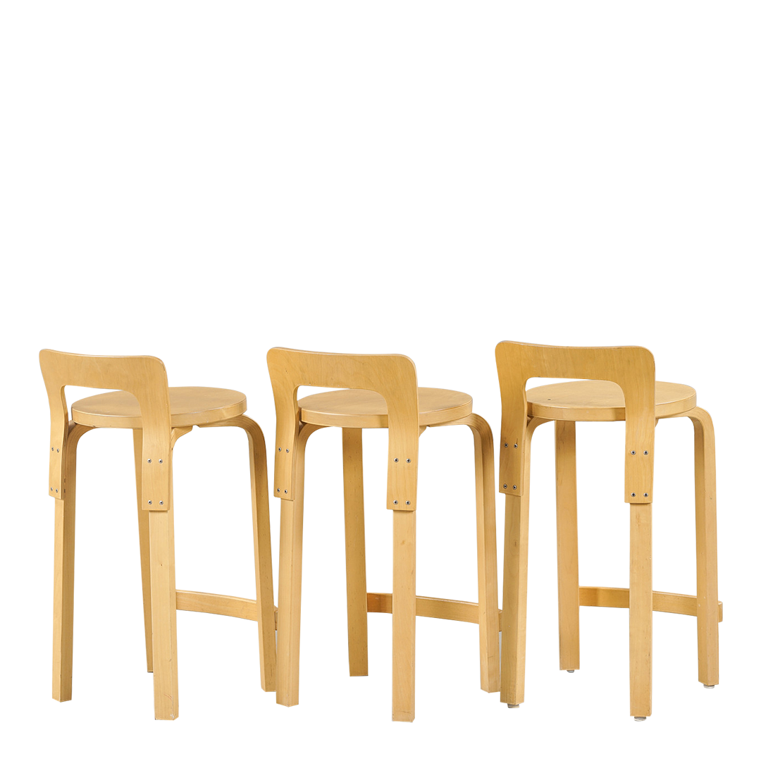 1930s design Alvar Aalto : model K65 birchwood counter stools