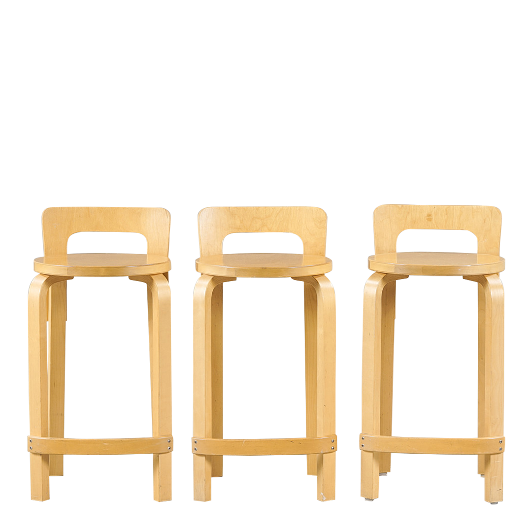 1930s design Alvar Aalto : model K65 birchwood counter stools