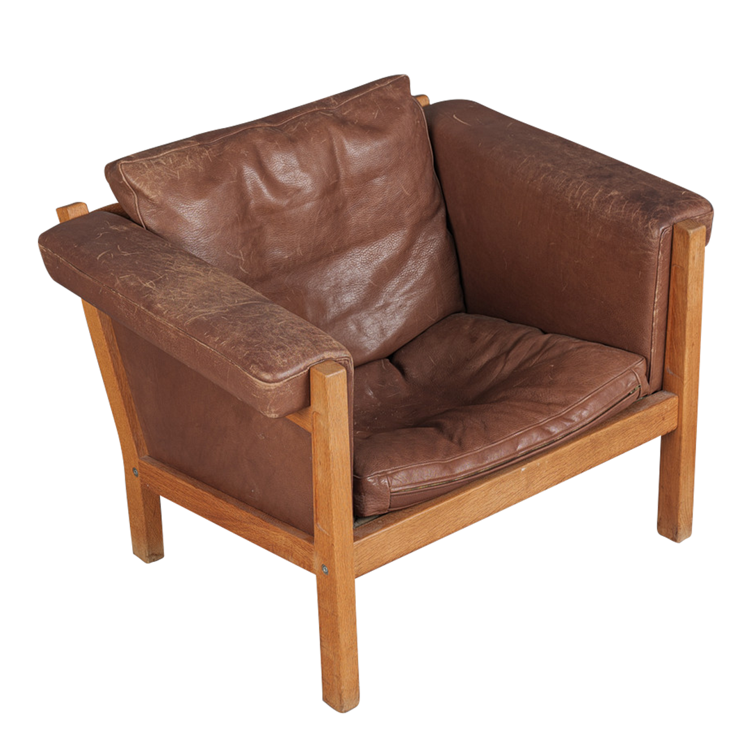 1960s Hans J Wegner : Model GE40 leather lounge chair, Getama