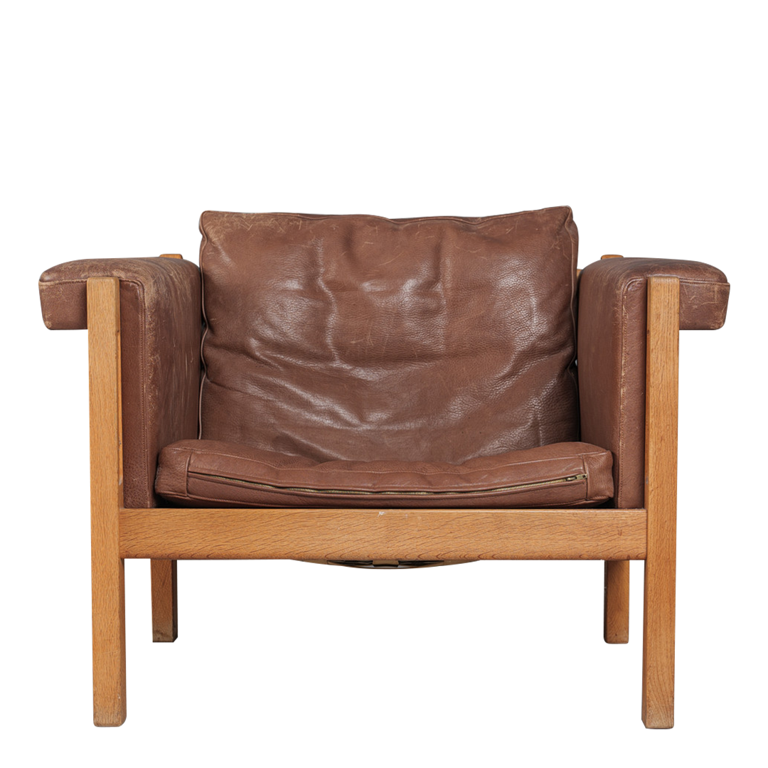 1960s Hans J Wegner : Model GE40 leather lounge chair, Getama