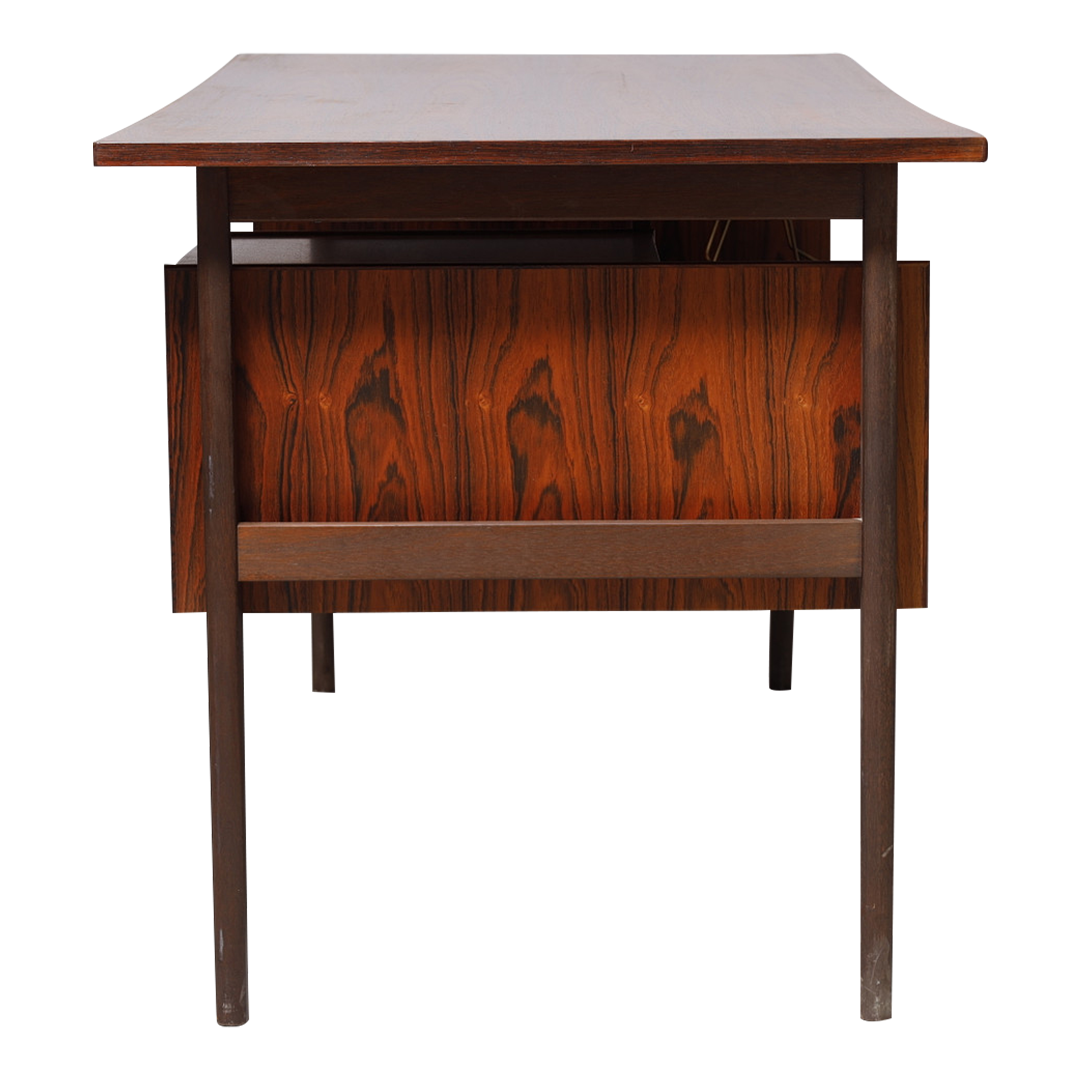 1960s Danish : six drawer floating top rosewood desk