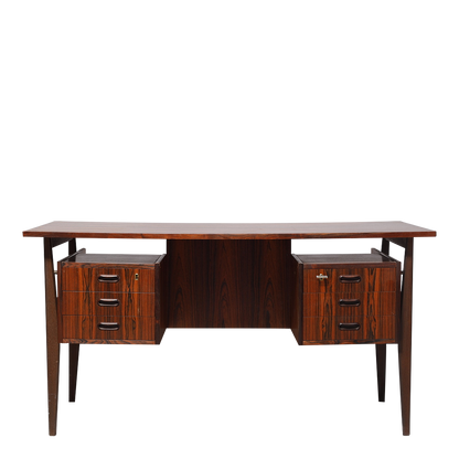 1960s Danish : six drawer floating top rosewood desk