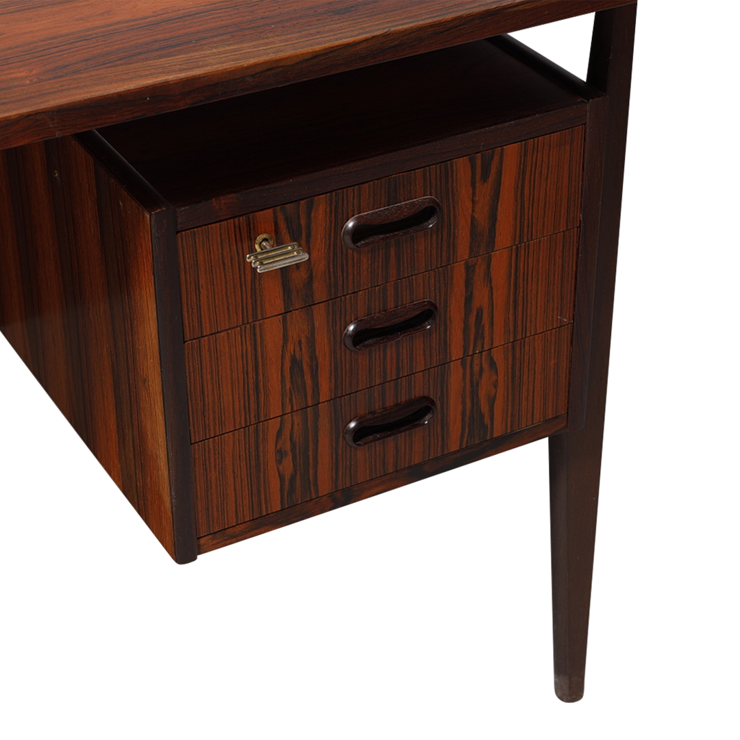 1960s Danish : six drawer floating top rosewood desk