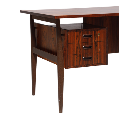 1960s Danish : six drawer floating top rosewood desk