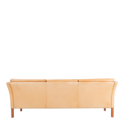 Scandinavian Design : late 20thc light leather 3-seat sofa